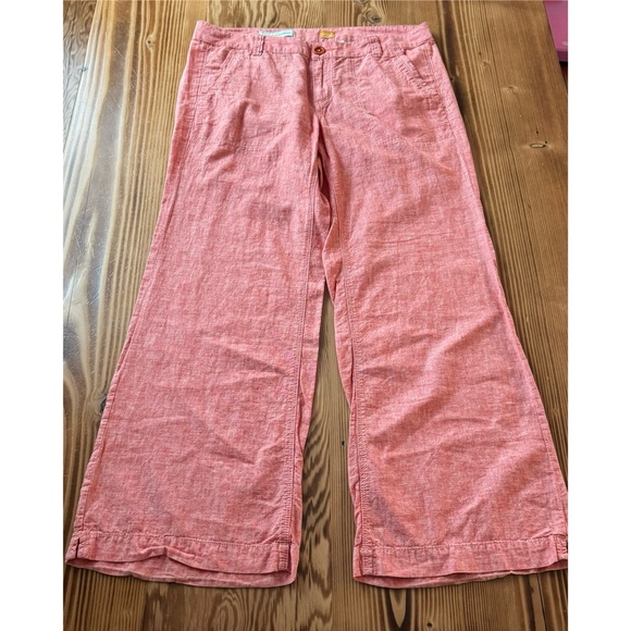 Anthropologie Pilcro Linen Blend Coral Wide Leg Trouser - Picture 3 of 11